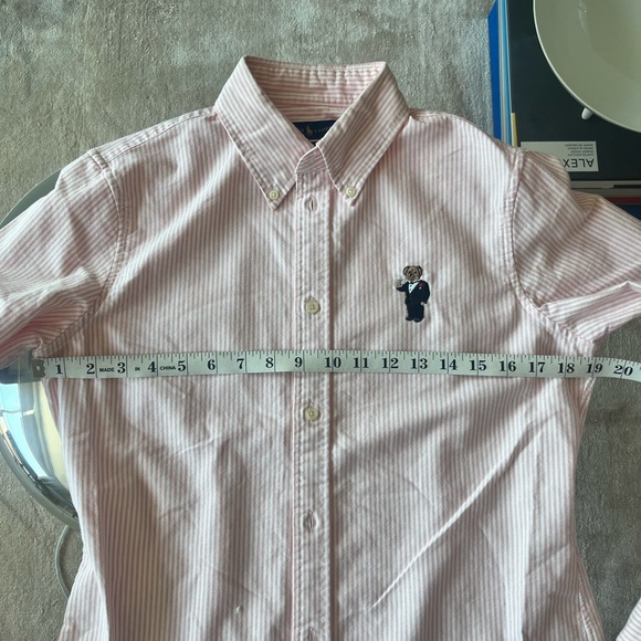 Ralph Lauren Martini Bear Womens Light Pink Striped Oxford Shirt Slim Fit - Picture 4 of 6